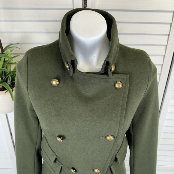 New Montana Clothing Company Double Breasted Green Military Knit Jacket Size S - Picture 2 of 8